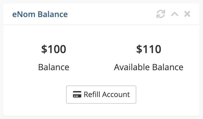 eNom Balance Widget for WHMCS dashboard